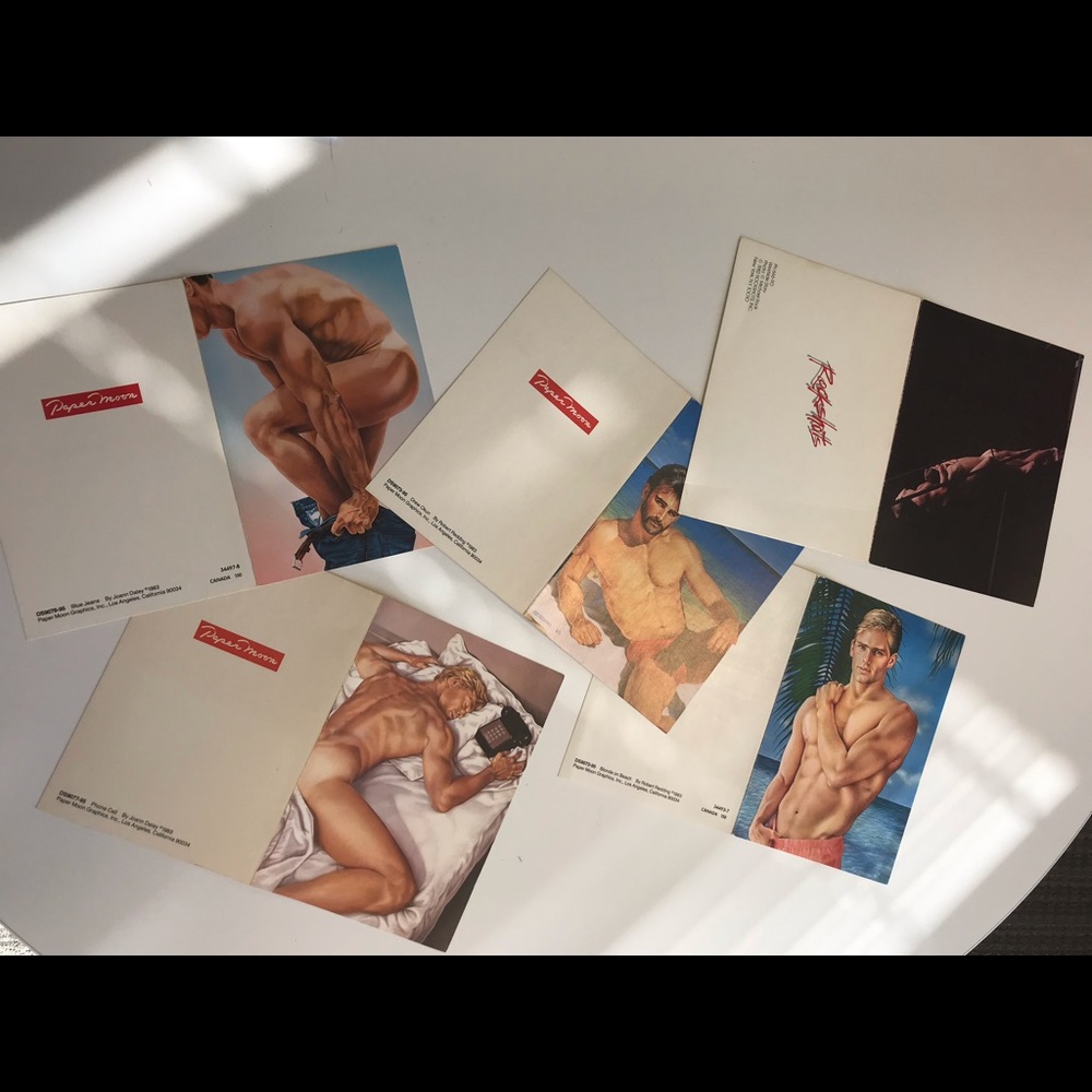 Lot of 5 vintage erotica greeting cards gay